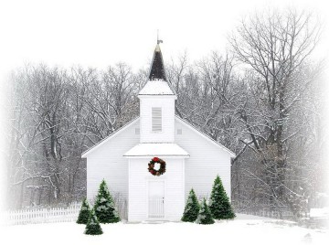 Navidad Arte - País Navidad Iglesia nevando